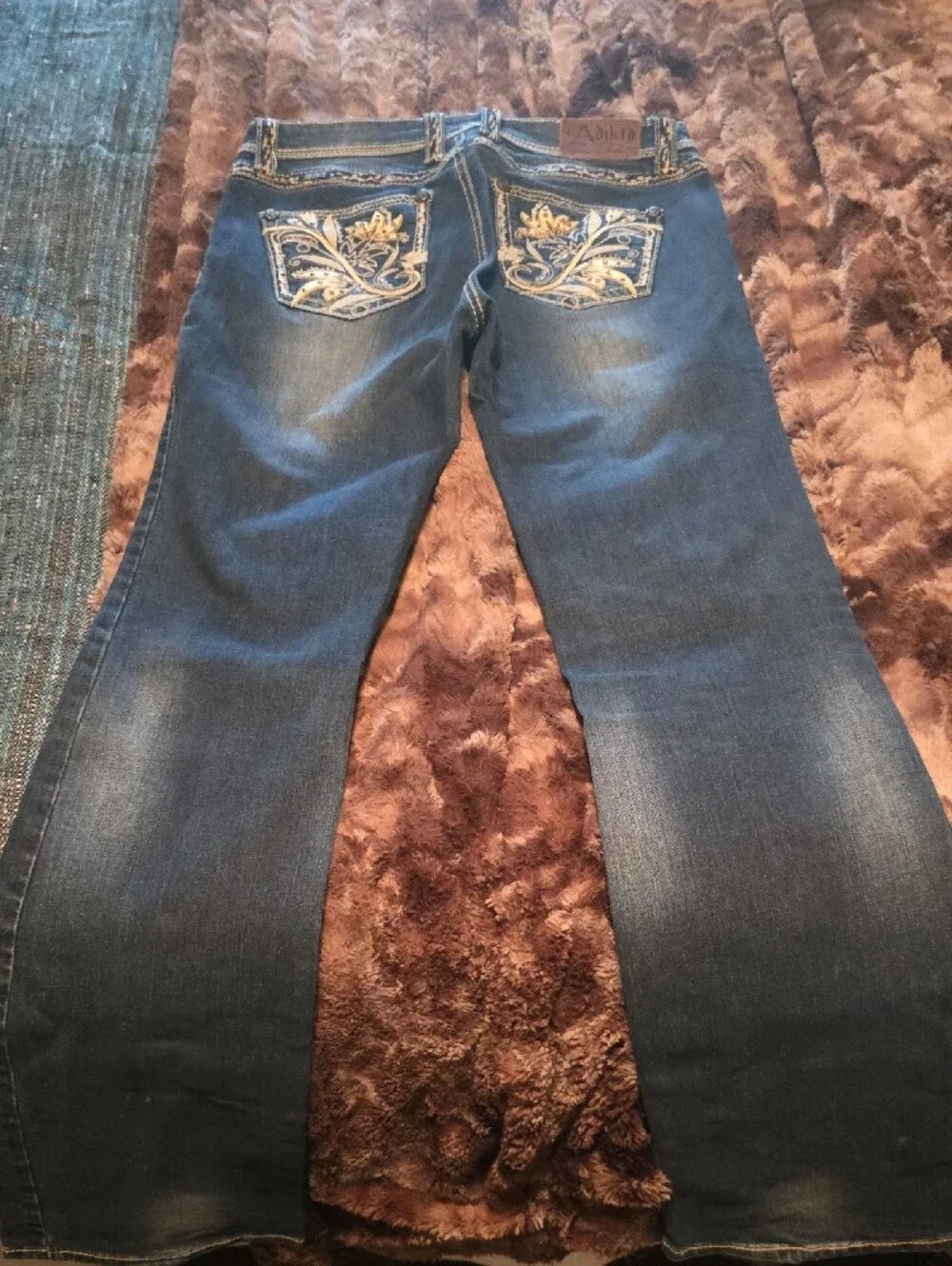 Adiktd Dark Blue Jeans with Gold Embroidered Back Pockets